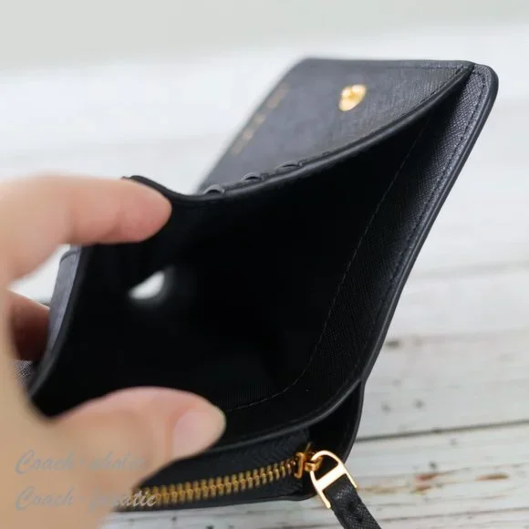 NWT Tory Burch Emerson Saffiano Leather Mini Wallet in Black - Picture 8 of 10